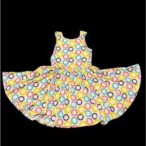 Dot Dot Smile Pink with colored circles Tank Top Twirl Dress Size 3/4